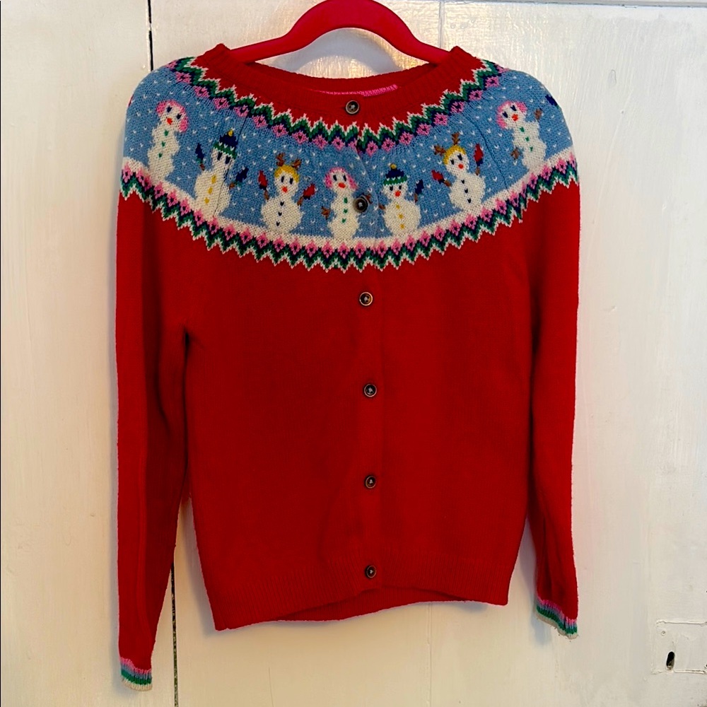 Mini Boden Red Snowman Pattern Sweater